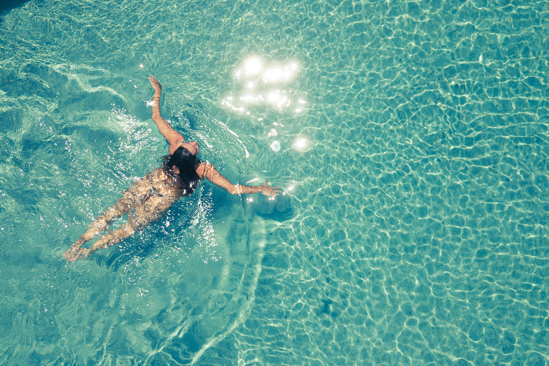 Morning water in the heated pool